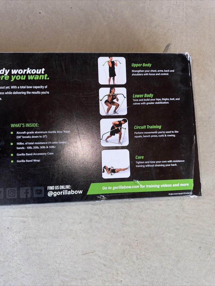 Gorilla Bow Travel Home Workout Pilates Resistance Bands & Exercise Bow