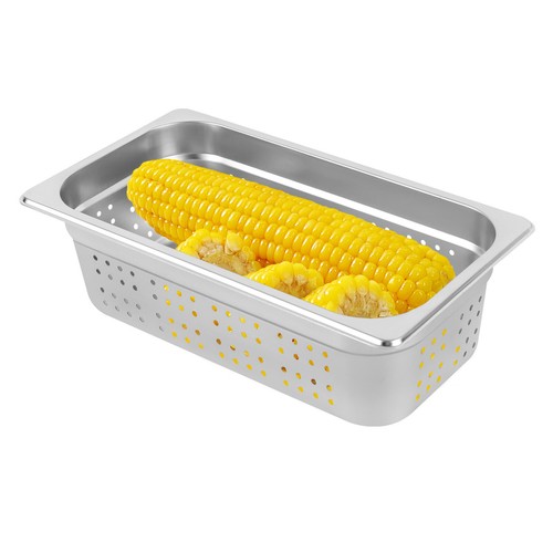 Paquete de 2 sartenes de mesa de vapor de acero inoxidable perforadas antiatasco de 1/3 tamaño 6" de profundidad - Imagen 17 de 20