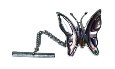 Handmade Abalone Butterfly Inlay .925 Sterling Silver Tie Tack ESTT364/103124