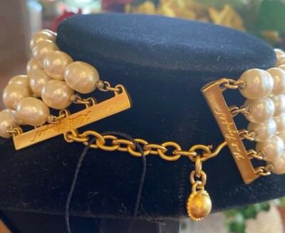 Vintage Karl Lagerfeld Chanel Designer 5 Strand Pearl Choker