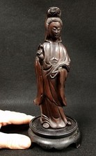 Vintage Hand Carved Wood Kwan Yin Guanyin Female Buddha