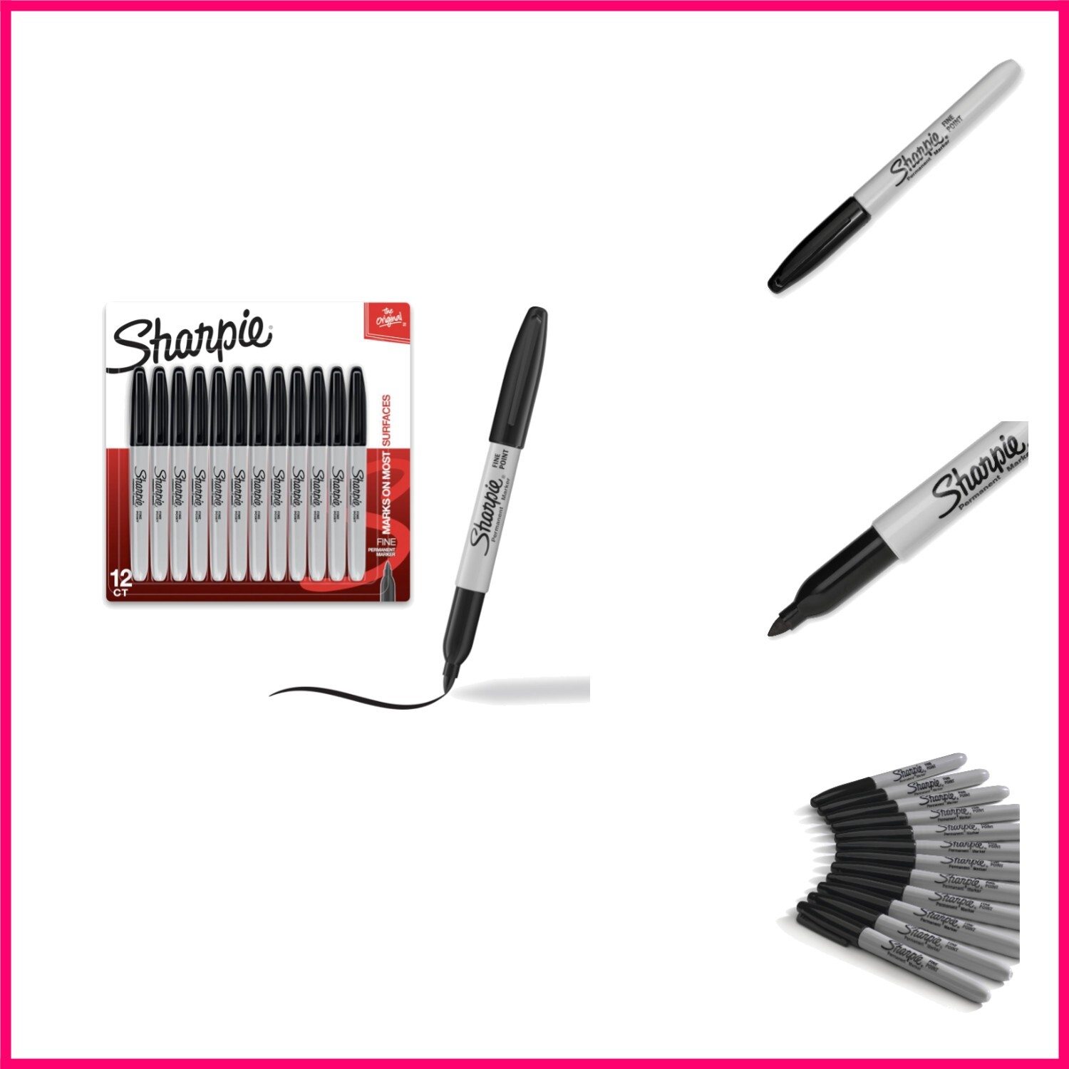 Permanent Markers, Fine Point, Black, 12 Count, Proudly Permanent Ink, Intens...-image