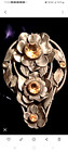 Antique Victorian Art Nouveau Coat Dress Fur Clip Citrine Glass Gold Faded Brass — photo 4