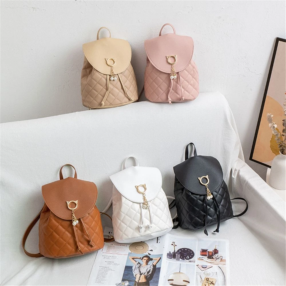Fashion Casual Mini Drawstring PU Leather Backpack Student