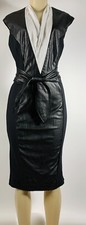 New York & Co. Little Black Dress. Faux Leather/Polyester. Off White with V-Neck