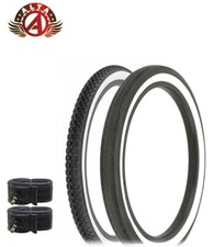 SCHWINN STYLE WHITEWALL DIAMOND 20X 1.75 S2 W/ 20 X 2.125 S2 SLICK TIRE W/TUBES.