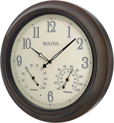 C4813 Weather Master Wall Clock, 18'', Black
