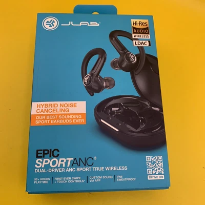 NEW JLab - Epic Sport ANC 3 True Wireless Earbuds - Black ⚡SHIP SAME DAY FREE⚡