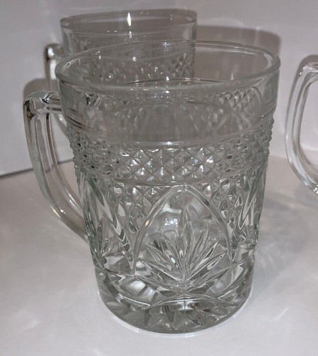 LOT OF 4 VTG CRISTAL D'ARQUES Clear Handled Mug Glass "Antique Clear" - Picture 2 of 12