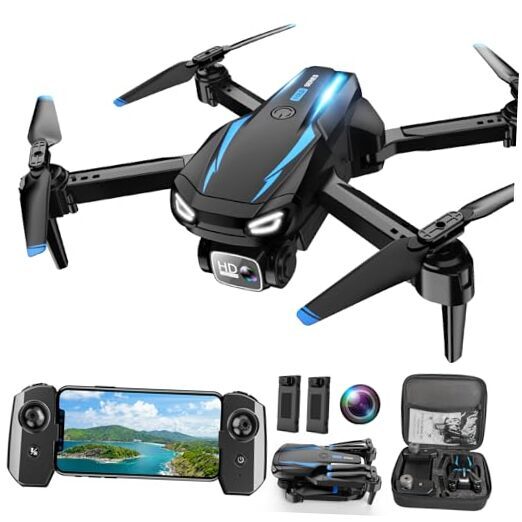 1080P HD FPV Foldable Drone with Camera for Kids Adults and Beginners in Blue-image