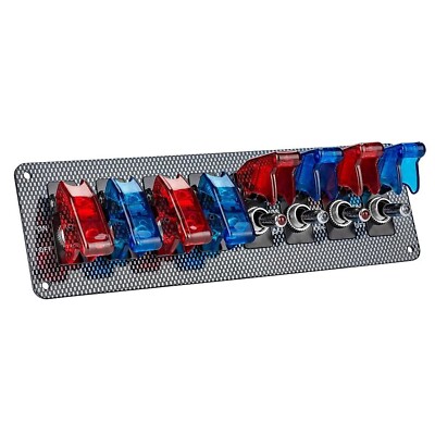 Jtron 8 LED Racing Car Toggle Switch Panel 12V DC, Carbon Fiber Coated Alumin...