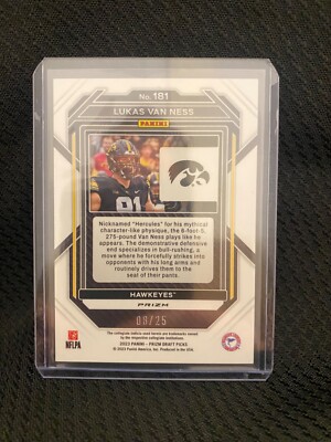 2023 Panini Prizm Draft Picks Lukas Van Ness Mojo Rookie Card 8/25