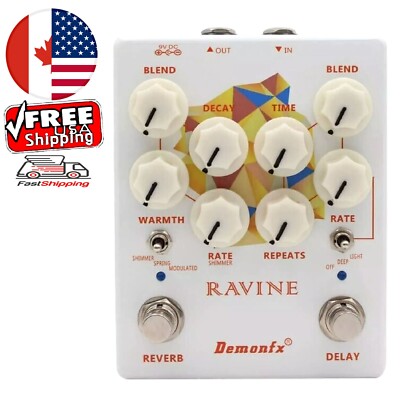 Demonfx RAVINE Reverb Delay Numerous Set Options Guitar Effect Pedal CA