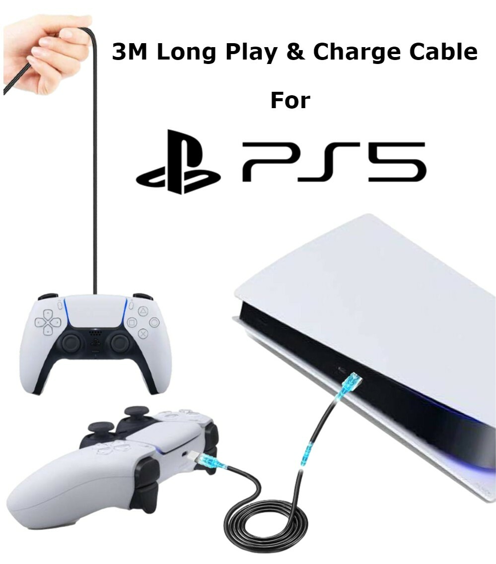 Trust Gaming PS5 Controller Cable - 3m Charging Cable For DualSense PlayStation 5 Controller