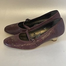 Per Una Shoes Size 4 1/2 Purple Leather Stitched Low Heel Capsule Wardrobe