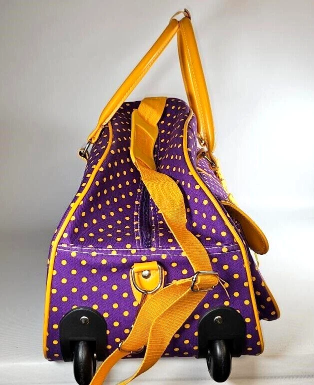 Дорожная сумка на колесиках ручная кладь в горошек круглая сумка карманы сумка с короткими ручками фиолетовое золото - Изображение 2 из 4