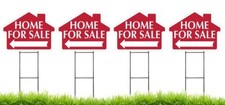 Home for Sale House Shaped Sign Kit with Stands - 4 Pack 4 Signs and 4 Stands...
