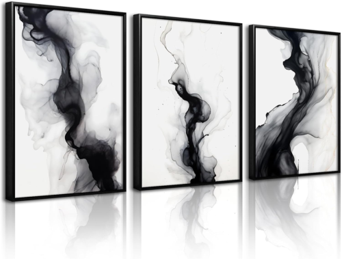 Black White Abstract Wall Art Decor Gray Modern Wall Art Minimalist Canvas Paint