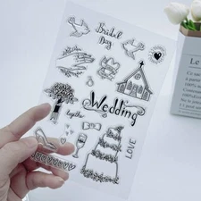 Wedding Cake Church Flower Love Valentine's Day High Heels Rings Clear Stamps...