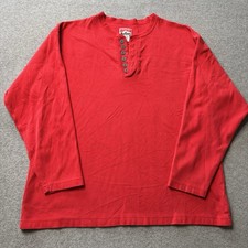 Vintage Marlboro Henley Shirt Mens Large Red Cotton Grunge Made in USA 90s
