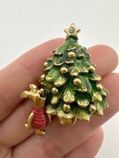 Disney gold tone piglet Christmas tree brooch...