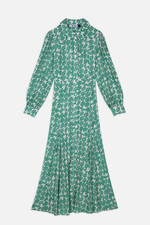 New Rixo Georgina Green Abstract Wave Midi Shirt Dress Sz 2XL