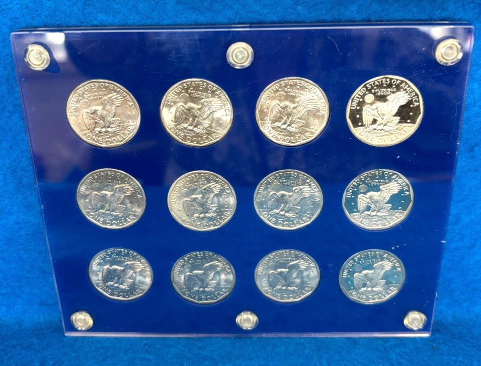 Juego completo de 12 monedas de dólar Susan B. Anthony 1979, 1980, 1981 + pruebas Foto 2 de 3