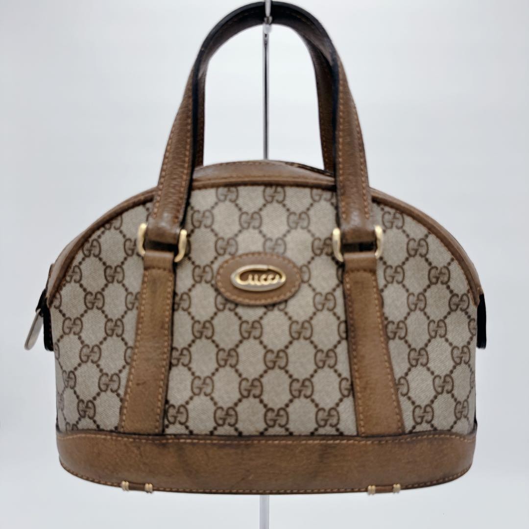 Rare Old Gucci Mini Boston Bag Cursive Logo Emblem Charm Dome Shape image 2