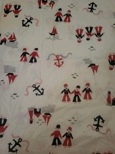 Sailboat fabric material sailors red white blue retro vintage sea theme fabric