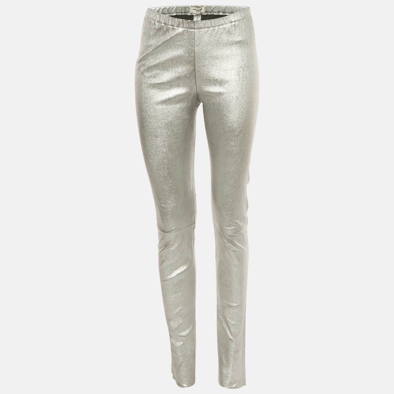 Zadig Voltaire Pharel Pants in Silver Coated Leather Deluxe Style