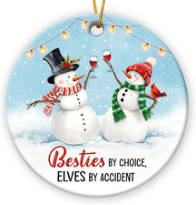 Funny Friendship Ornaments 2025 - Bestie by Choice Friends Ornament, Xmas Gifts