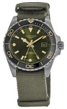 Longines HydroConquest GMT Automatic Green Nylon Divers Mens Watch L3.790.4.06.2