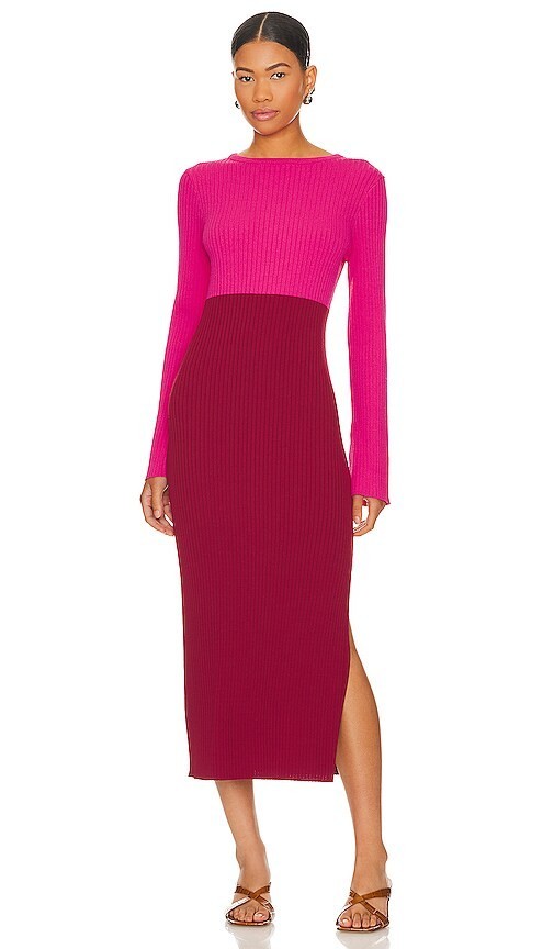 pink sweater midi dress Cozy Memories Pink Midi Dress
