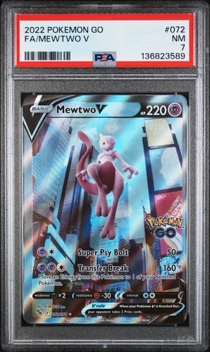 Pokémon Go Mewtwo v 72/78 Full Art Alternative Ultra Rare PSA 7