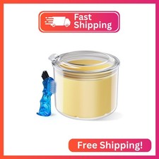 Denture Bath Cup with Cleaning Brush, Large Soaking Container with Strainer Bask