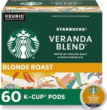 Starbucks K-Cup Coffee Pods, Blonde Roast Hot or Iced Coffee, Veranda Blend, 60