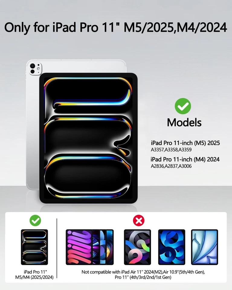 🔥 M5 White Magic Keyboard Case iPad Pro 11-inch M5 2025  M4 2024 Magnetic Folio - Image 2 of 4