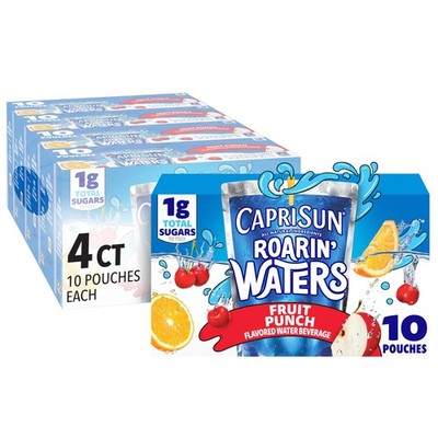 Capri Sun Roarin' Waters Fruit Punch Flavored with 60 Fl Oz (Pack of 4), Red 