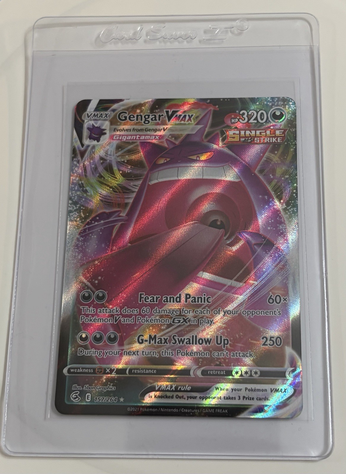 Pokemon TCG Fusion Strike Gengar VMAX Ultra Rare Full Art Card 157/264 NM