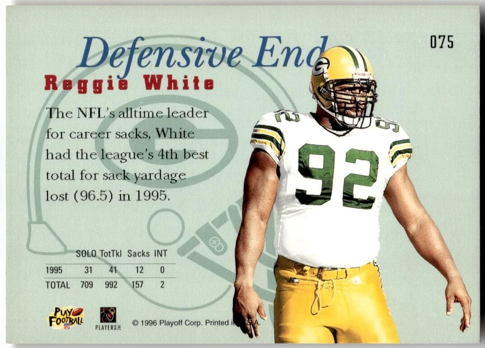1996 Playoff Prime #075 Reggie White - Image 2 of 2