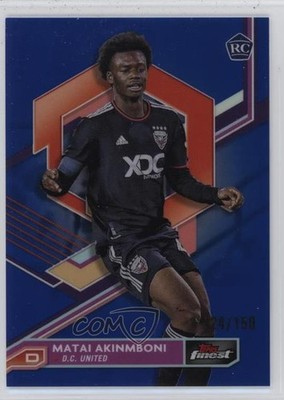 2023 Topps Finest MLS Blue Refractor 24/150 Matai Akinmboni #67 Rookie RC 0y6g