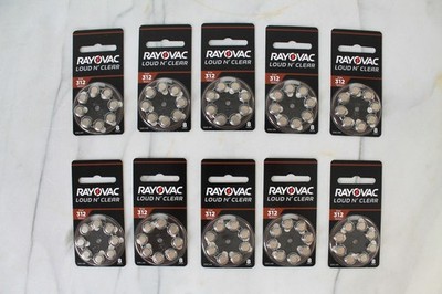 10 Packs 80 Cells Rayovac Loud n' Clear Hearing Aid Batteries Size 312LC-8