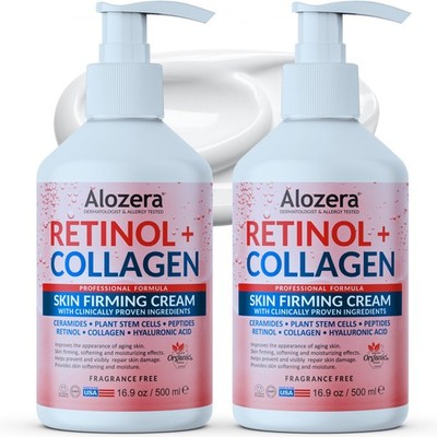 Alozera Skin Firming Retinol Collagen Face & 16.9 Ounce (Pack of 2), White 