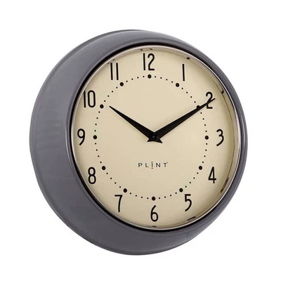 LS-LEBENSTIL Nostalgische Metall Wanduhr Grau 23cm Vintage Küchenuhr Bürouhr Retro Look