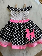 A Wish Come True Hound Dog Poodle Skirt Medium Child Pink and Black