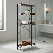 Over-the-Toilet Storage Rack with Adjustable Bottom Bar, 3-Tier Metal and