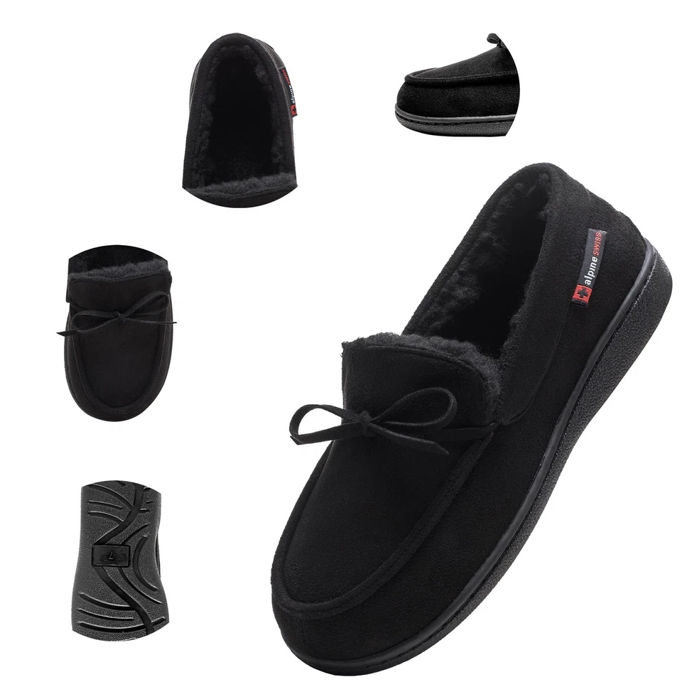 Zapatillas de mocasín Alpine Swiss para mujer cálidas de piel de oveja cómodas zapatos de casa Foto 2 de 4