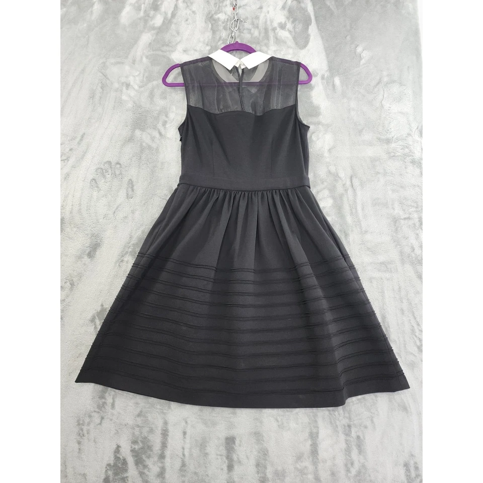 Vestido Betsey Johnson Midi Transparente Sin Mangas Cuello Talla 10 Negro Blanco Fiesta Foto 3 de 4