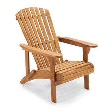 Natural Adirondack Garden Chair, Acacia Wooden Outdoor Deck Chair, Vonhaus