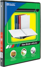 BAZIC 1/2" Black 3-Ring View Binder W/ 2-Pockets